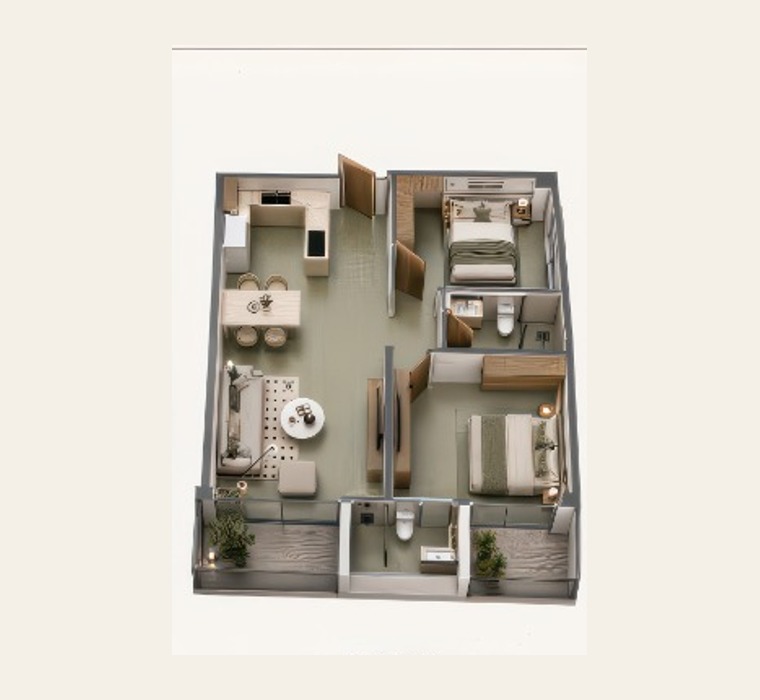 Two bedroom residence layout