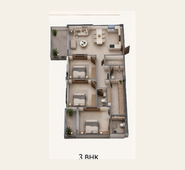 Three bedroom residence layout